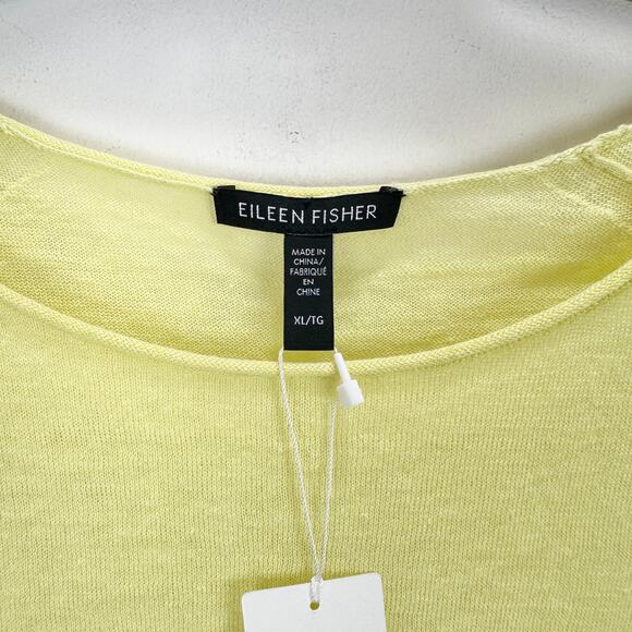 Eileen Fisher Organic Linen Jersey Tee Shirt Top Citrus Yellow Relaxed XL NWT - Picture 4 of 7